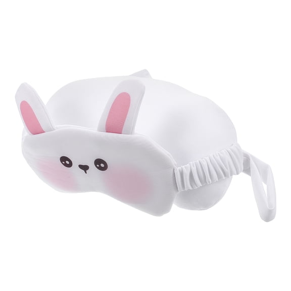 LOLIPPYY Portable Beige Neck Pillow with Eye Mask Foam Cotton Travel Accessory for Car Airplane Office