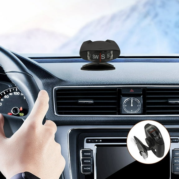 LOLIPPYY Portable Black Car Compass with Inclinometer for Accurate Direction on Cars Motorcycles Boats