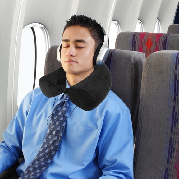 LOLIPPYY Portable Black Cervical Neck Pillow Ergonomic Office Support Pillow for Comfortable Sleeping and Driving