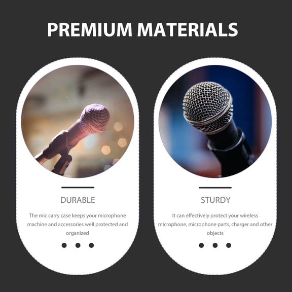 LOLIPPYY Black Eva Microphone Case, Portable Storage Bag, Smooth Zipper, Protects Accessories