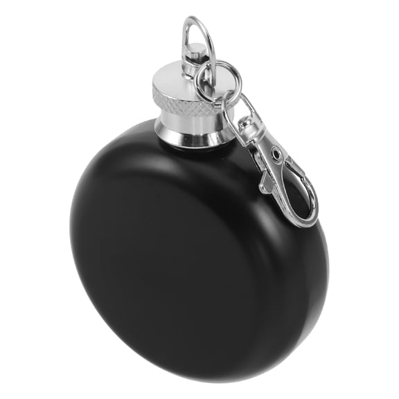 LOLIPPYY Portable Black Stainless Steel Flask Small Leakproof Metal Drinks Bottle for Camping