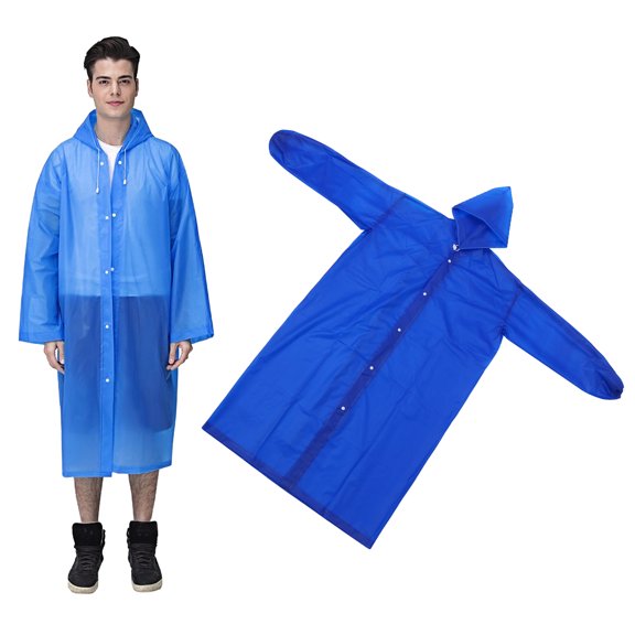 LOLIPPYY Portable Blue Adult Rain Poncho Tear Resistant Lightweight Reusable with Drawstring