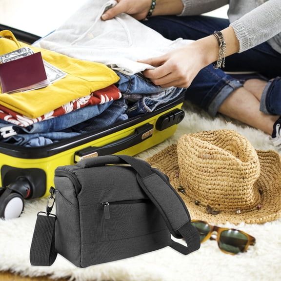 LOLIPPYY Portable Camera Carrying Bag Black Nylon with Adjustable Strap and Large Storage Space