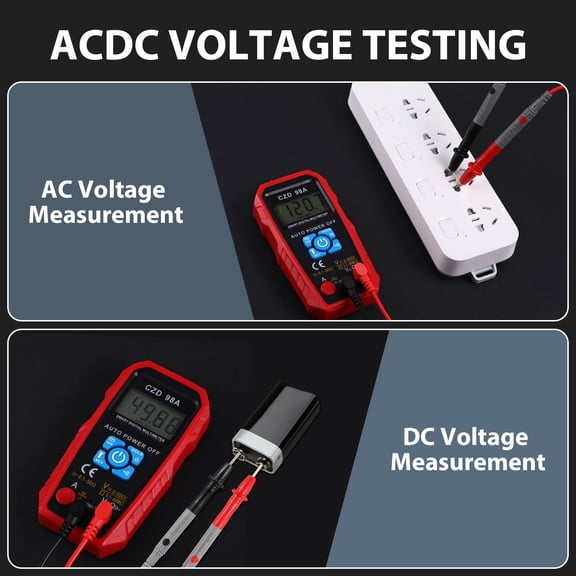LOLIPPYY Portable Digital Multimeter with LCD Screen Voltage Current Meter Flashlight Assorted Color Plastic