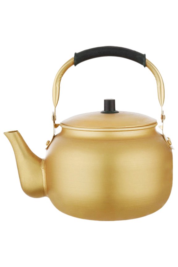 Portable Golden Aluminum Stovetop Kettle with Comfortable Handle for Water Boiling