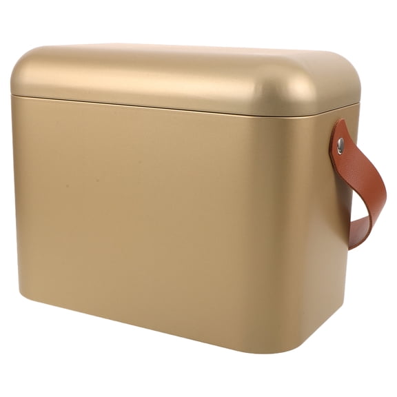 LOLIPPYY Portable Golden Tin Can with Handle, Airtight Seal, Ideal for Tea and Coffee