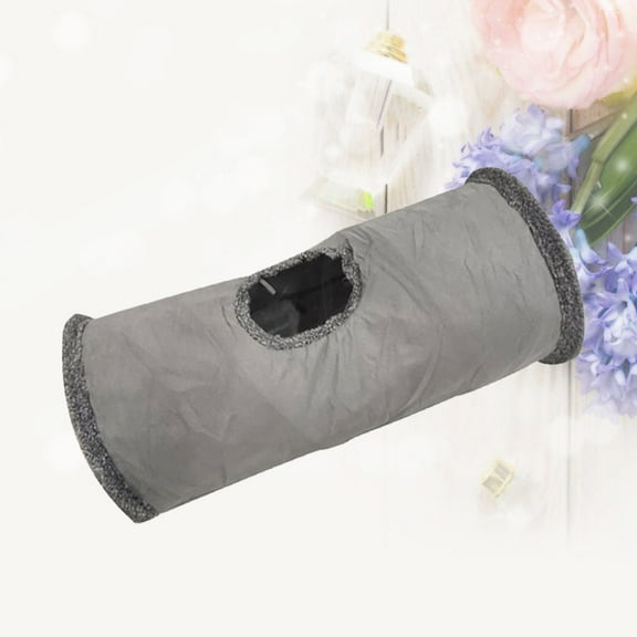 LOLIPPYY Portable Grey Cat Nest Tunnel with Foldable Design and Suede Fabric Material