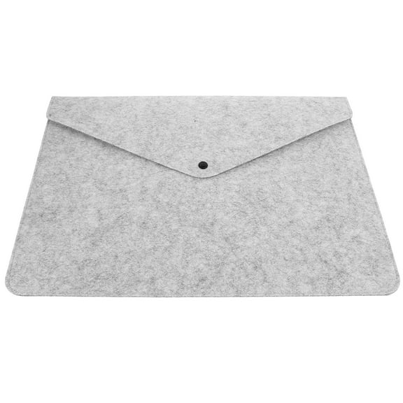 LOLIPPYY Portable Grey Felt Document Folder with Button Pouch for Organizing Bills Contracts and Receipts