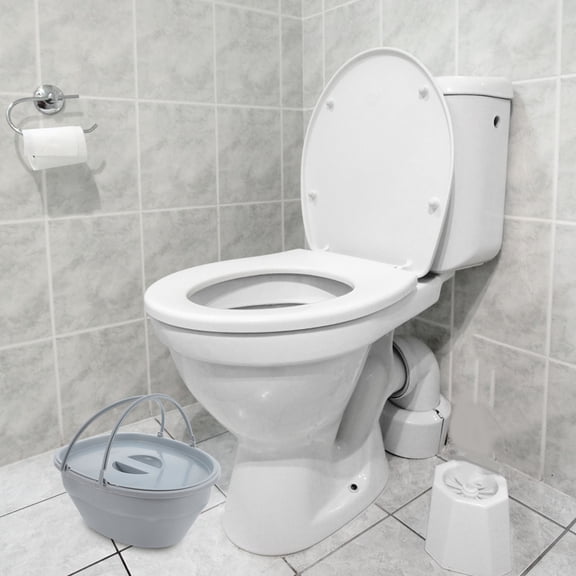 LOLIPPYY Portable Grey Toilet Seat with Removable Inner Bucket for Elderly Home and Hospital Use