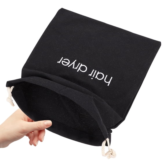 LOLIPPYY Portable Hair Dryer Drawstring Bag Black for Bathroom and Travel Storage