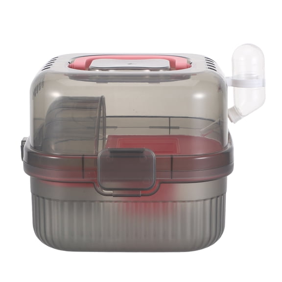 LOLIPPYY Portable Hamster Cage: Portable Small Animal Carrier - Double-Layer Pet Travel Cage For Hamster Guinea Pig & Ferret - Carrying Case For Transport