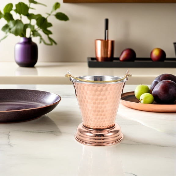 LOLIPPYY Portable Metal Ice Bucket with Handle Rose Plated Cooler for Weddings and Bbq