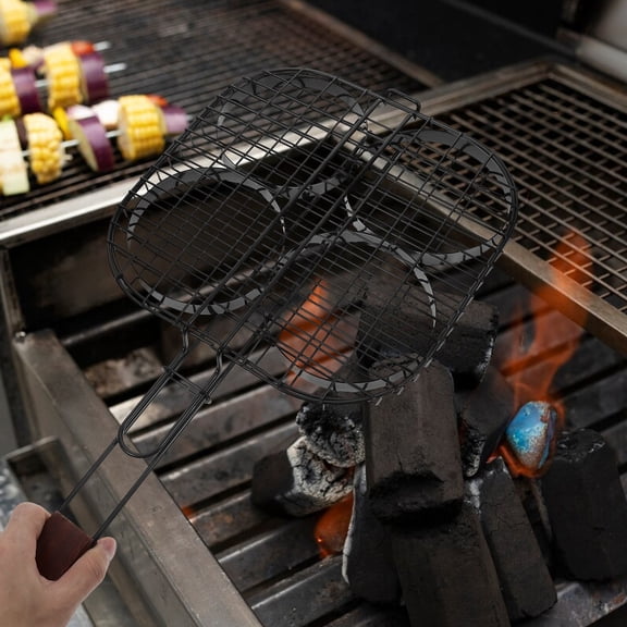 LOLIPPYY Portable Nonstick Basket for Outdoor Camping and Family Grilling, Holds 4 Burgers Easily