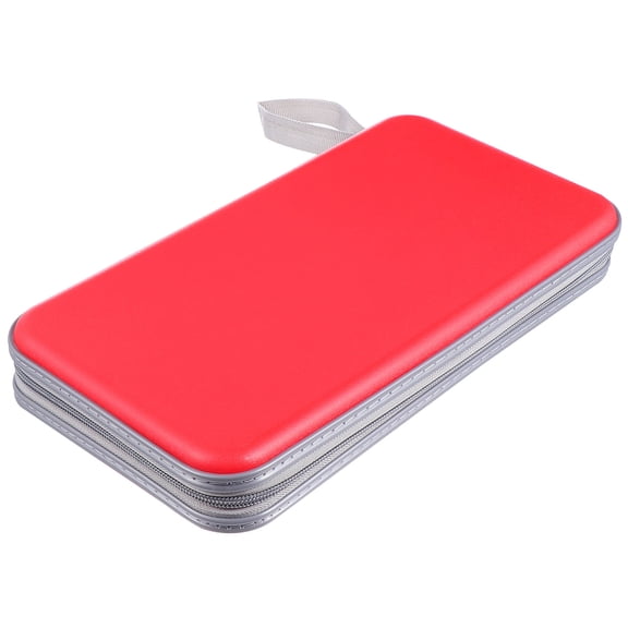 LOLIPPYY Portable Red Disc Storage Wallet with Plastic Case and Zipper for Travel and Shelf