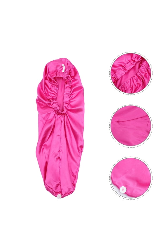 Portable Rosy Satin Sleep Hair Cap Large Elastic Cover for Long Braids and Curly Hair