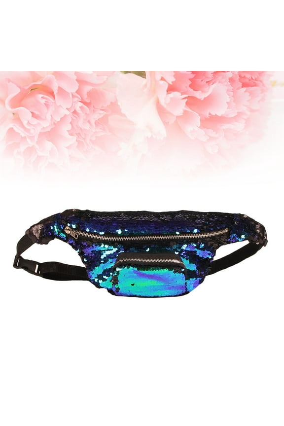 Portable Sequin Waist Bag Reversible Design for Shopping Climbing Beach and Travel