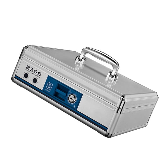 LOLIPPYY Portable Silver Cash Box with Interior Organizer Tray for Receipts Valuables