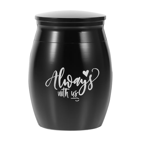 LOLIPPYY Portable Small Dog Urn Stainless Steel Black Pet Ashes Keepsake Container for Memorial