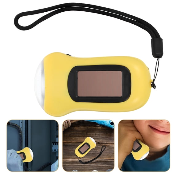 LOLIPPYY Portable Small Flashlight ABS Yellow Solar Hiking Lantern 1Pack
