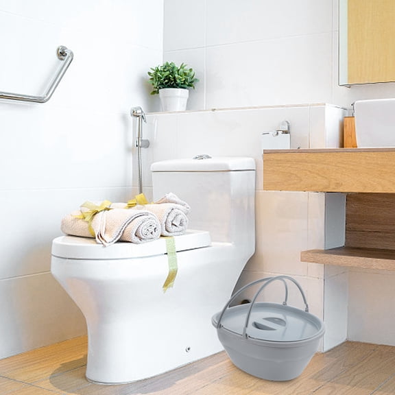 LOLIPPYY Portable Toilet Seat Grey Ergonomic Design with Detachable Inner Bucket for Home and Hospital Use
