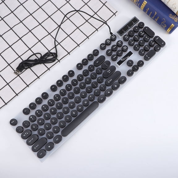 LOLIPPYY Portable USB Wired Black Computer Keyboard with Glowing Keys for Phones and Tablets