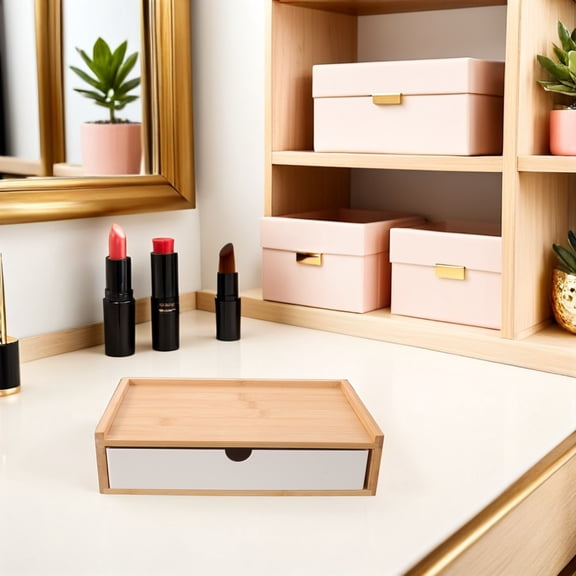LOLIPPYY Portable White Desk Organizer with Drawers for Small Space Desktop Storage