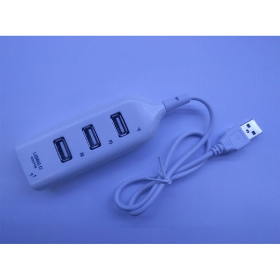 LOLIPPYY Portable White USB 2.0 Hub 4 Port Data Splitter with Over Current Protection for Laptop Pc