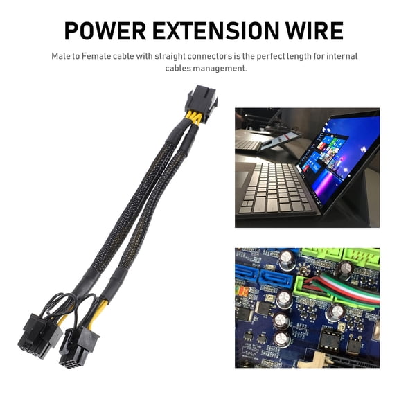 LOLIPPYY Power Cable Black 6 Pin to Dual 8 Pin GPU Splitter Power Cord with Strong Conductivity