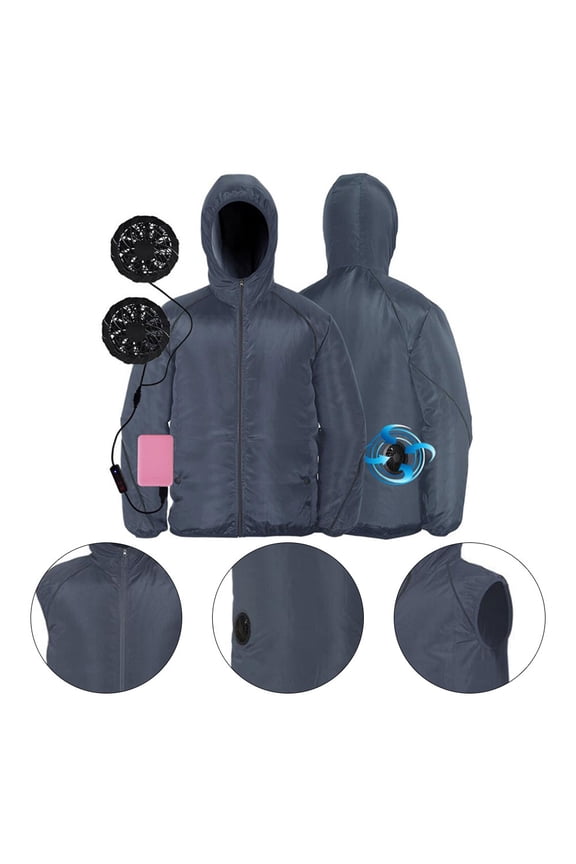 Powered Fan Cooling Vest in Navy Polyester with Reflective Details for Outdoor Use