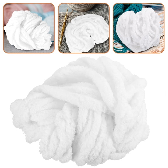 LOLIPPYY Premium Acrylic Fiber Chenille Yarn White for DIY Knitting Hats Gloves and Shawls