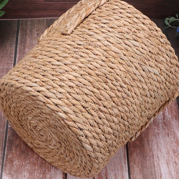 LOLIPPYY Premium Brown Linen Storage Basket with Handles Multipurpose Straw Potted Container