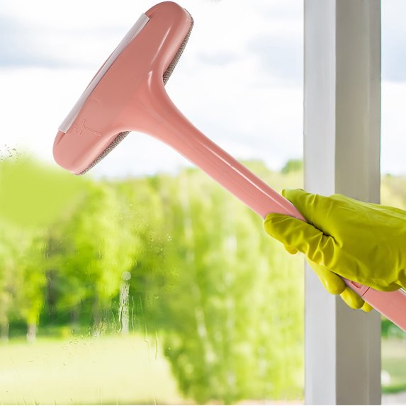LOLIPPYY Premium Pink Window Cleaning Brush with Removable Handle for Versatile Home Use 100% PP Lint