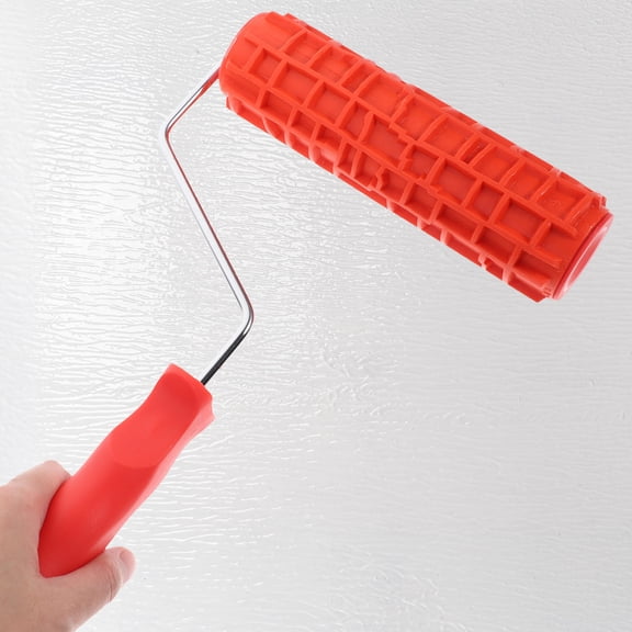 LOLIPPYY Premium Rubber Texture Roller for Wall Painting with Wear Resistant Handle in Red
