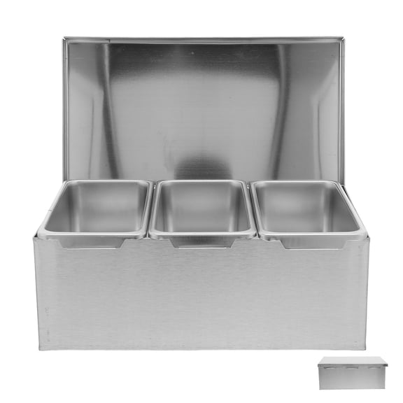 LOLIPPYY Premium Stainless Steel Condiment Storage Box with Flip Lid and Multi Section Design