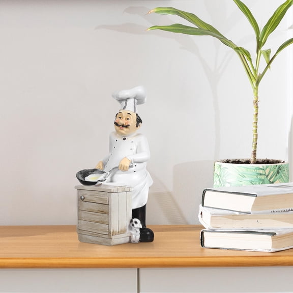 LOLIPPYY Premium White Resin Cooking Figure Statue Decorative Ornament for Hotel Shelf Display