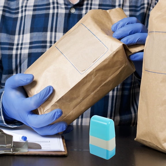 LOLIPPYY Privacy Ink Roller Stamp Blue Plastic Roller For Information Concealment 1Pcs