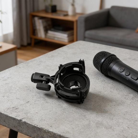 LOLIPPYY Professional Black Microphone Shock Mount with Noise Isolation for Studio and Broadcast Use