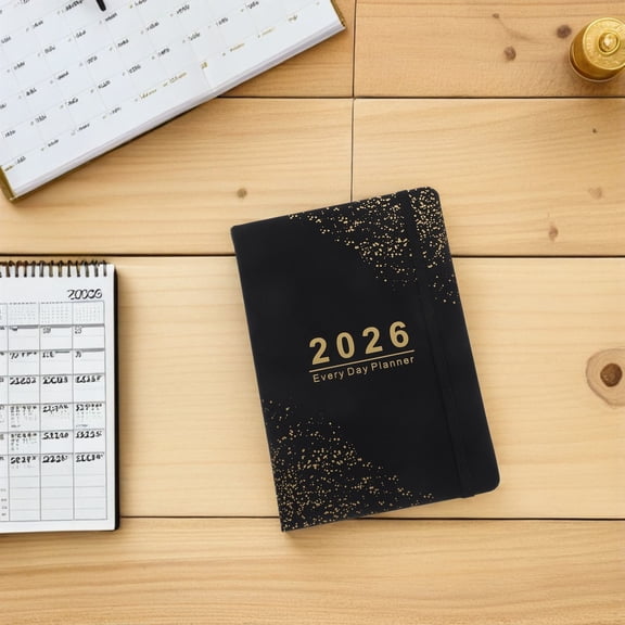 LOLIPPYY 2026 Daily Planner for Task Management, Professional Office Organizer, Black, 1 Piece, Back to School Essential