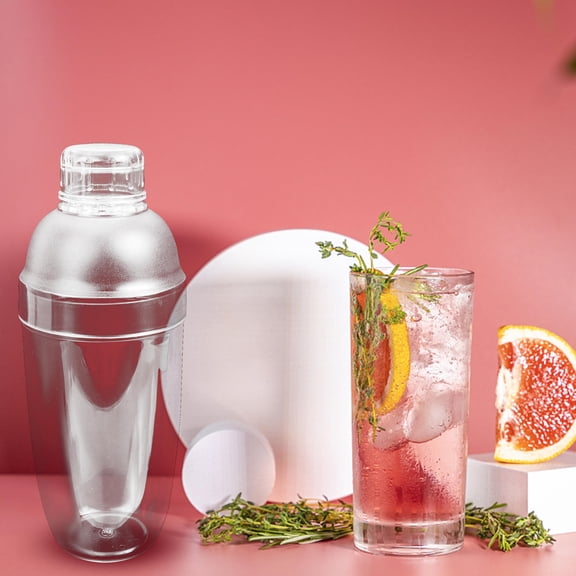 LOLIPPYY Professional Transparent Plastic Cocktail Shaker Two Stage Design for Home and Bar