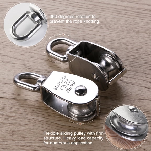 LOLIPPYY Professional Use Stainless Steel Single Pulley Plated Silver Anti Rust Wear Resistant Heavy Duty