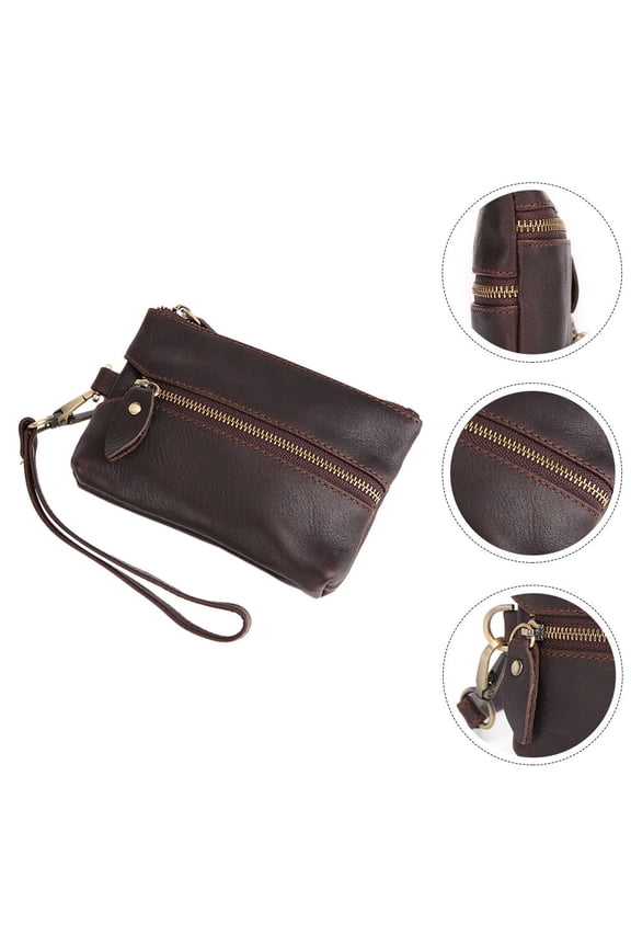 Purse Key Holder Car Key Organizer Top-layer Cowhide Chocolate 1Set Practical Design