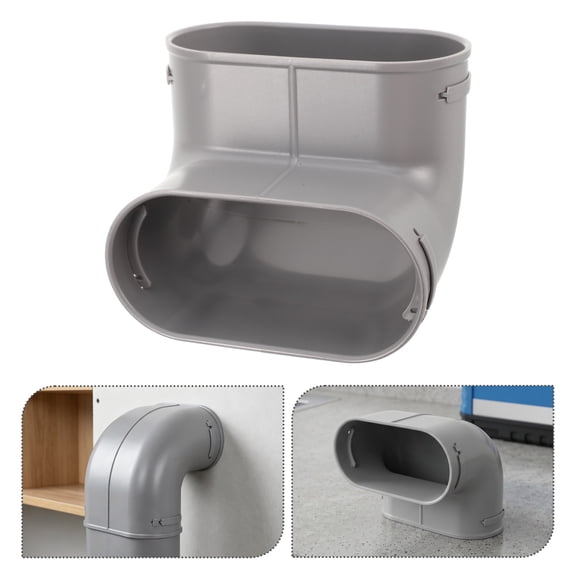 LOLIPPYY Quick Connect Flat Pipe Joint 90 Degree Elbow in Grey for Space Saving Hvac Ducting