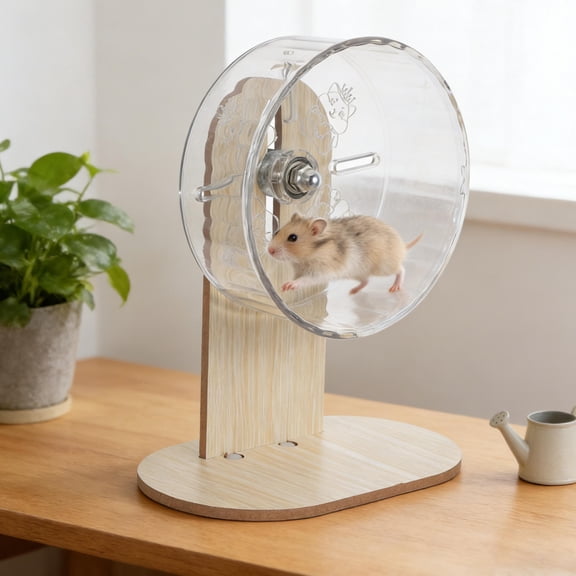 LOLIPPYY Quiet Small Pet Running Wheel in Khaki with Stable Base and Easy Maintenance Features