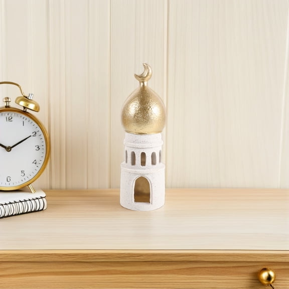 LOLIPPYY Ramadan Decorative Statue Golden Resin Medieval Castle Mosque Tower Model