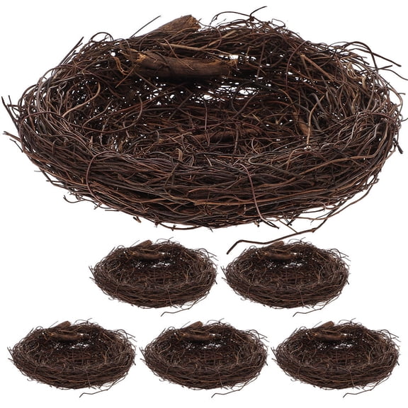 LOLIPPYY Rattan Bird Nest Decorative Planter for Garden Yard Succulent Decor Coffee Color 6 Pieces