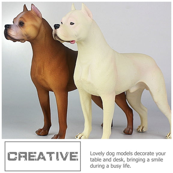 LOLIPPYY Realistic Brown Dog Sculpture Plastic Model for Desktop and Small Garden Decoration
