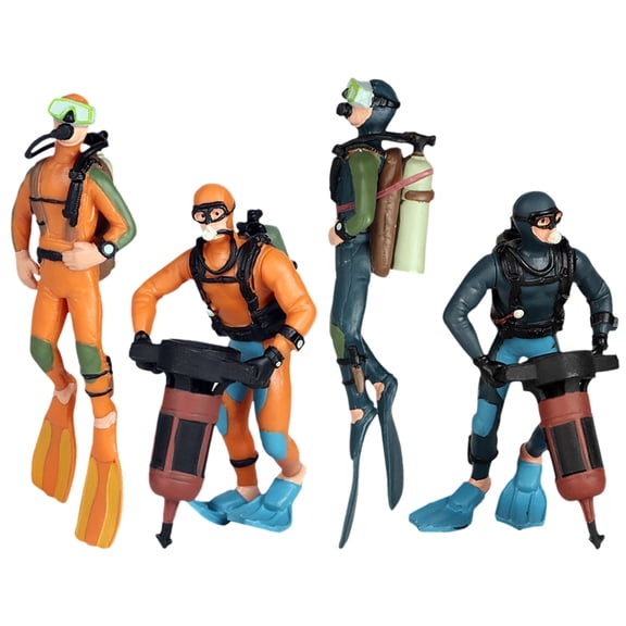LOLIPPYY Realistic Model Set 4 Pack Plastic Diver Figures for Sand Table Decoration