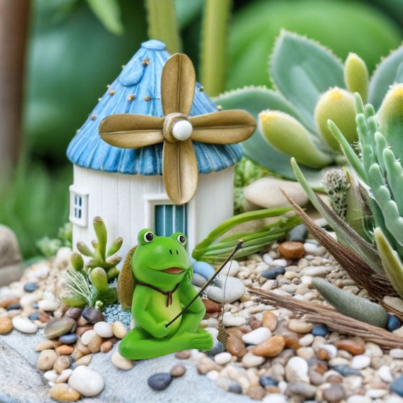 LOLIPPYY Realistic Resin Frog Fishing Statue for Aquarium and Fish Tank