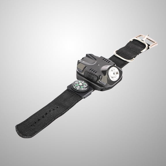LOLIPPYY Rechargeable LED Torch Wrist Light Watch with Compass for Outdoor Camping Hiking and Running Black