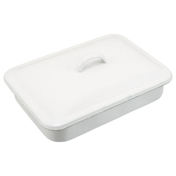 LOLIPPYY Rectangular Enamel Roaster Pan with Lid, Flavor-Sealing Design for Healthy Oven Cooking and Effortless Cleanup